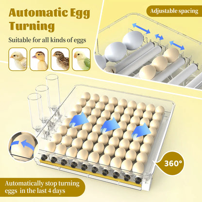 Fully Automatic 36/72/108-Egg Smart Incubator, Featuring an Innovative Pulse Dot-Matrix Heating Mode, Automatic Egg Turning, Automatic Watering and Humidity Control, Precise Temperature Regulation, Freely Adjustable Shaft Spacing