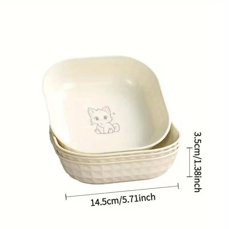 Set of 4 Leak-Proof Cat Bowls, Durable Plastic Pet Food & Water Bowl Set, Anti-Fatigue Design, Easy Clean, Ideal for Indoor Cats