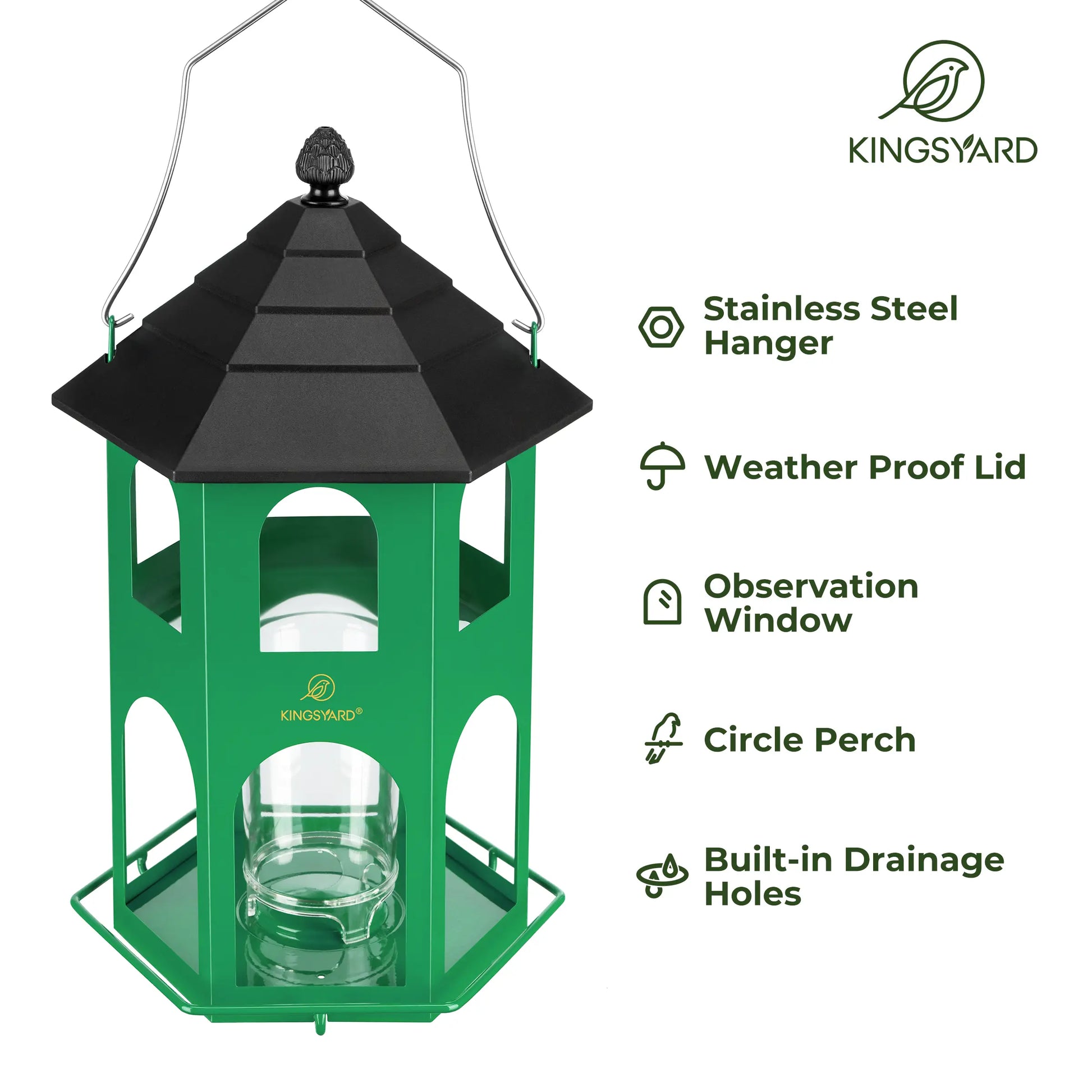 Kingsyard Spring Migration 2026 Metal Bird Feeder for Backyard Nature Watching 4Lb Large Capacity with Circular Perch Durable Weather-Resistant Design
