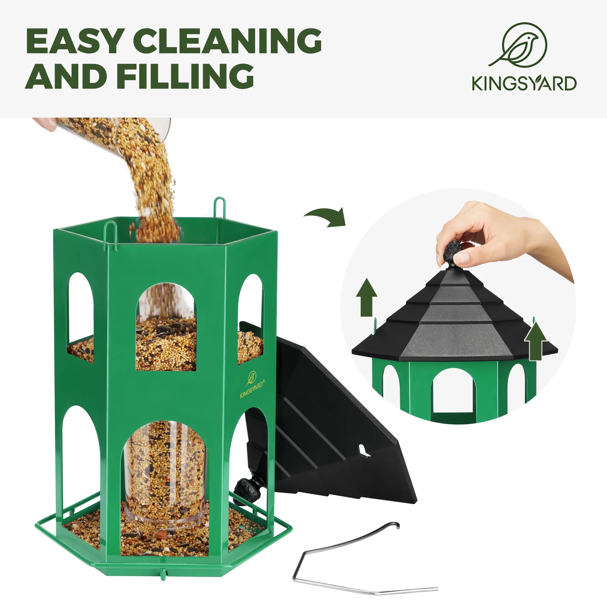Kingsyard Spring Migration 2026 Metal Bird Feeder for Backyard Nature Watching 4Lb Large Capacity with Circular Perch Durable Weather-Resistant Design