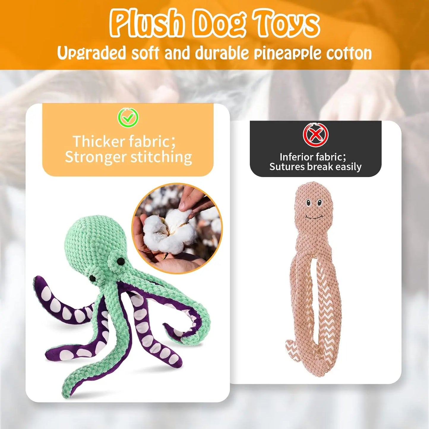 Squeaky Dog Toys for Large Dogs: Plush Dog Toys with Soft Fabric - Pet Toys for Small, Medium, and Large Dogs - Puppy Toys to Keep Them Busy Squeaky Dog Toys Interactive Dog Toys Toys for Dogs-Mrwj