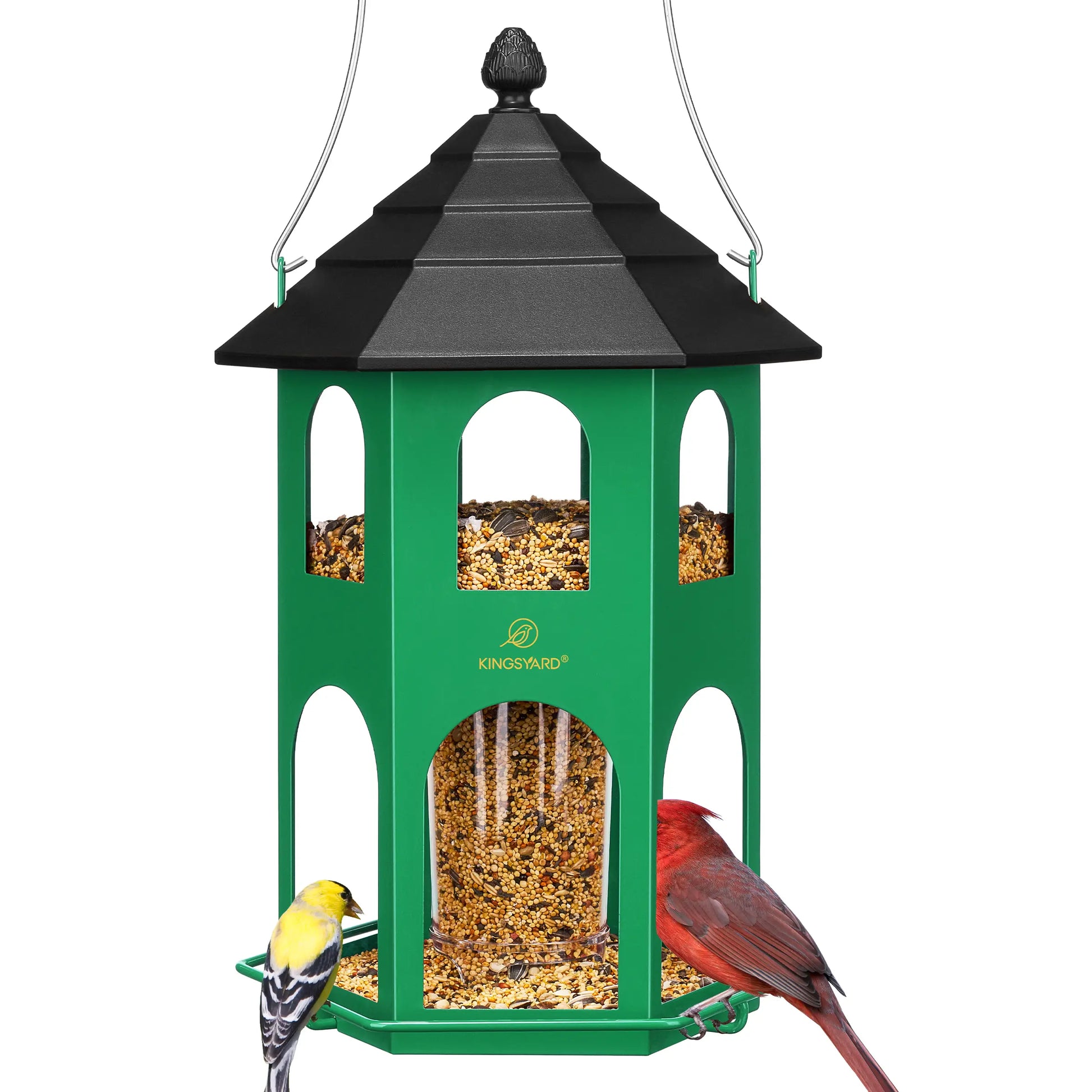 Kingsyard Spring Migration 2026 Metal Bird Feeder for Backyard Nature Watching 4Lb Large Capacity with Circular Perch Durable Weather-Resistant Design