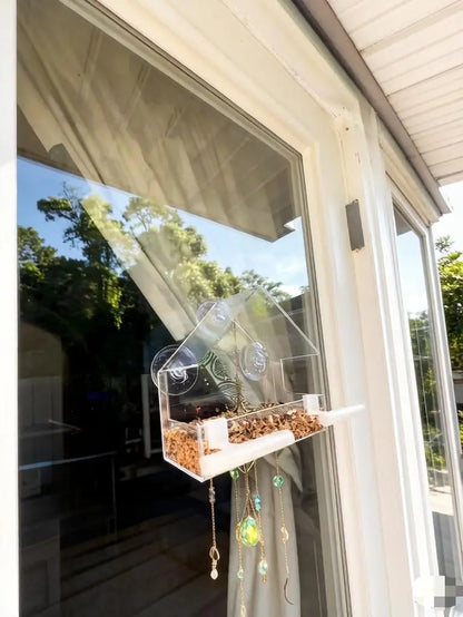 Bird Feeder House Window Mount with 3 Suction Cups - Clear Design, Elegant Shape for Birds