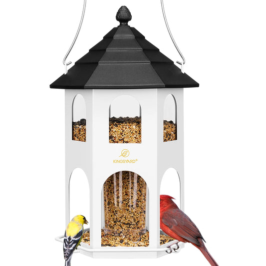 Kingsyard Spring Migration 2026 Metal Bird Feeder for Backyard Nature Watching 4Lb Large Capacity with Circular Perch Durable Weather-Resistant Design