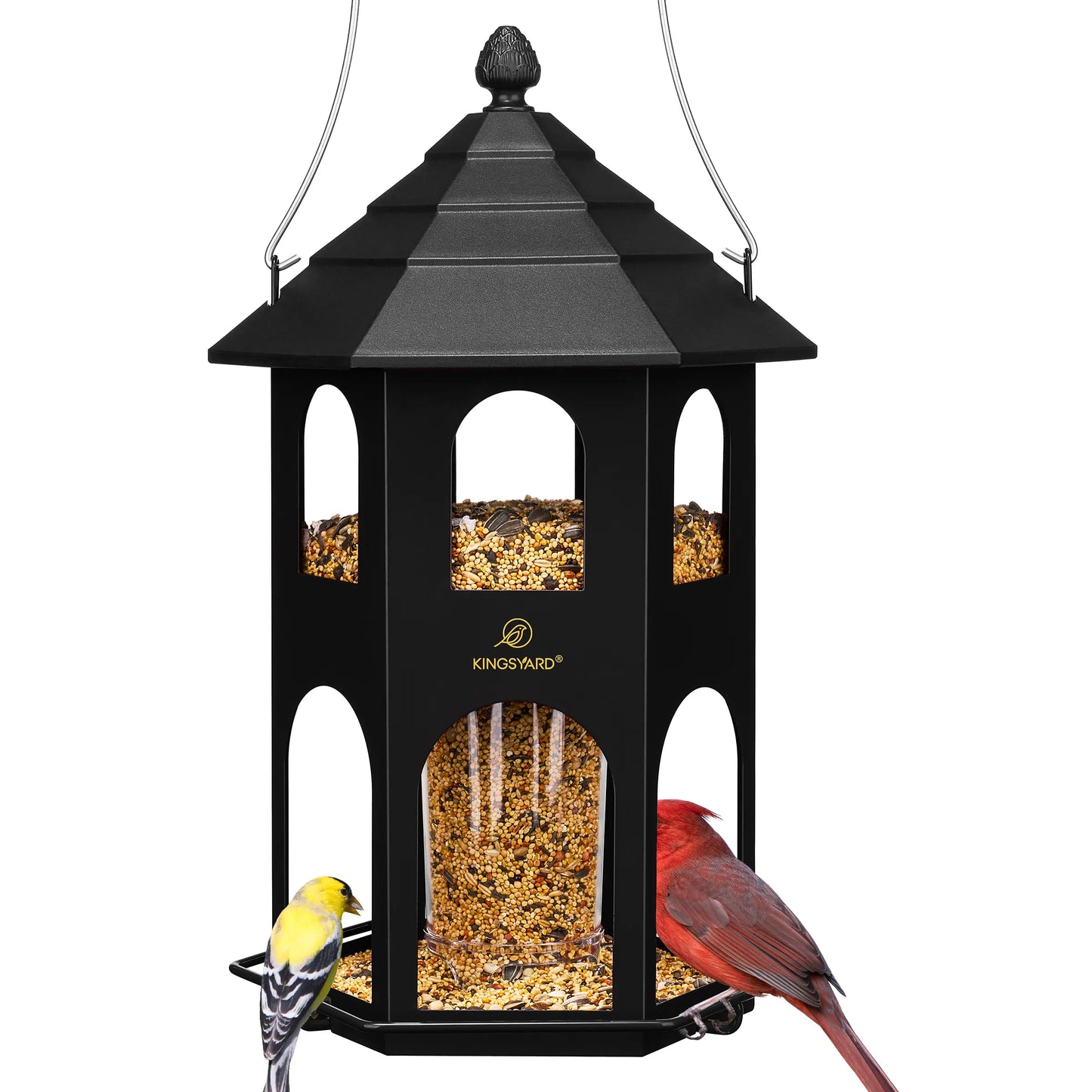 Kingsyard Spring Migration 2026 Metal Bird Feeder for Backyard Nature Watching 4Lb Large Capacity with Circular Perch Durable Weather-Resistant Design