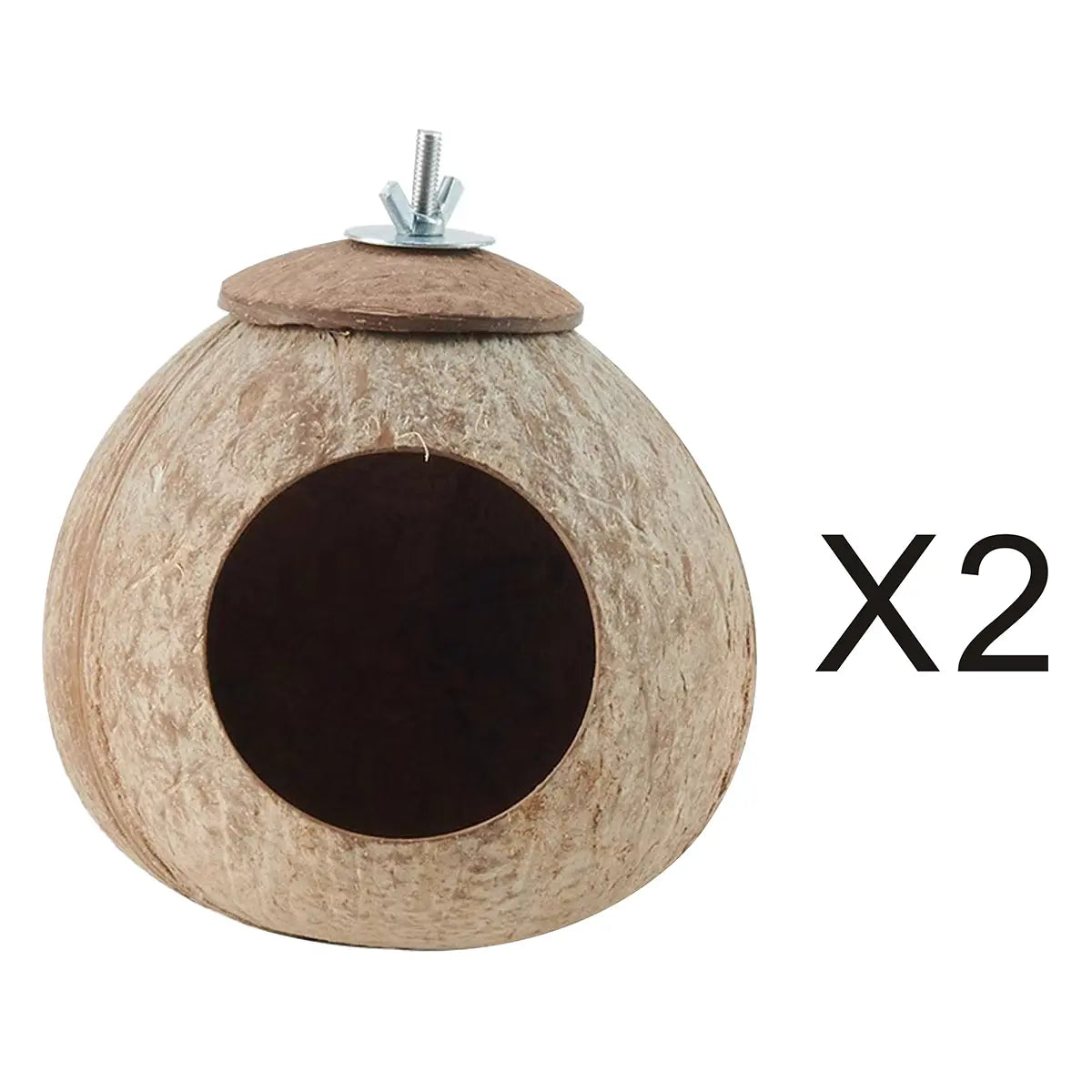 Bird Nest for Cage Natural Coconut Shell Birds House 2 Pack Parakeet Hide Breeding Hut Bird Cage Accessories & Decor Hamster Toys for Parrot Lovebirds Budgies Cockatiel Conure Finch Canary