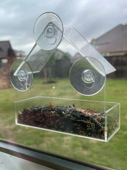 Bird Feeder House Window Mount with 3 Suction Cups - Clear Design, Elegant Shape for Birds