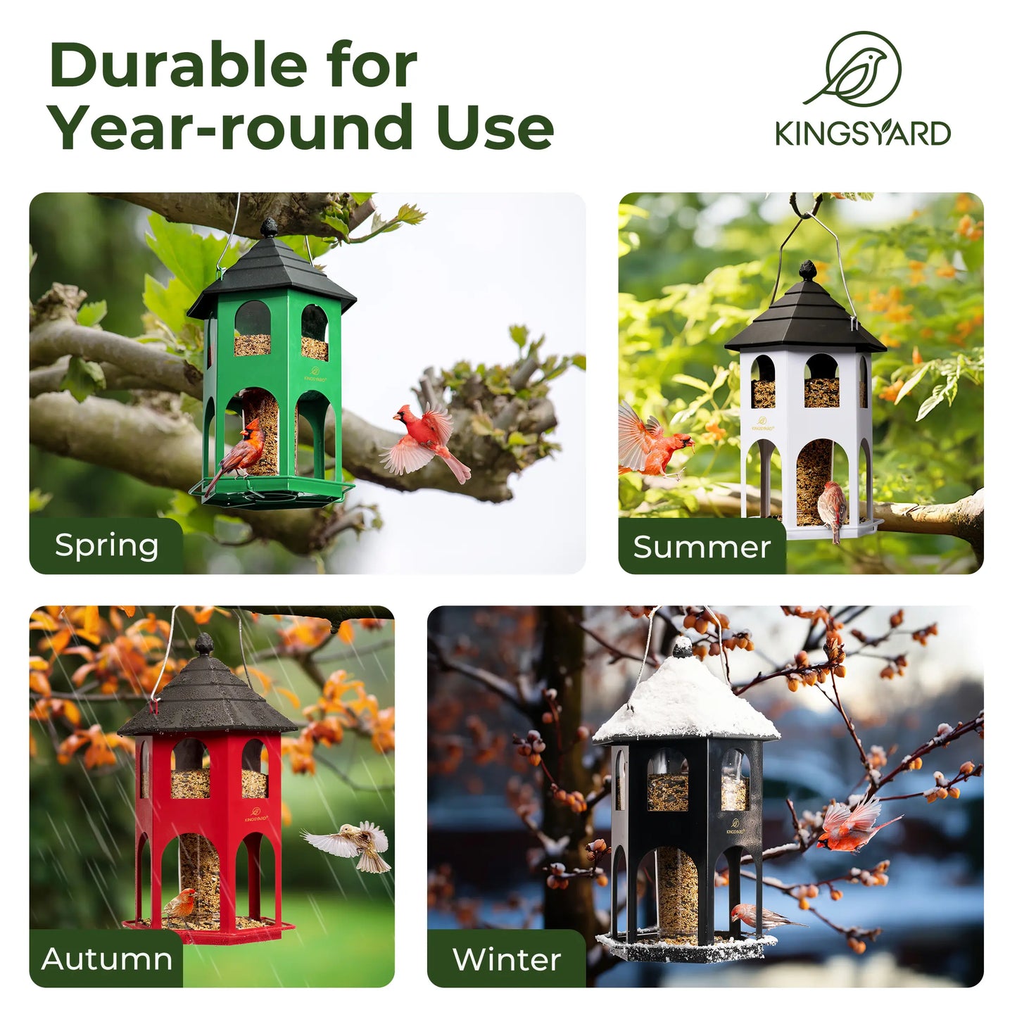 Kingsyard Spring Migration 2026 Metal Bird Feeder for Backyard Nature Watching 4Lb Large Capacity with Circular Perch Durable Weather-Resistant Design