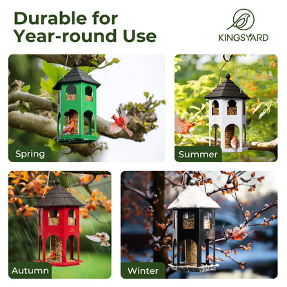 Kingsyard Spring Migration 2026 Metal Bird Feeder for Backyard Nature Watching 4Lb Large Capacity with Circular Perch Durable Weather-Resistant Design