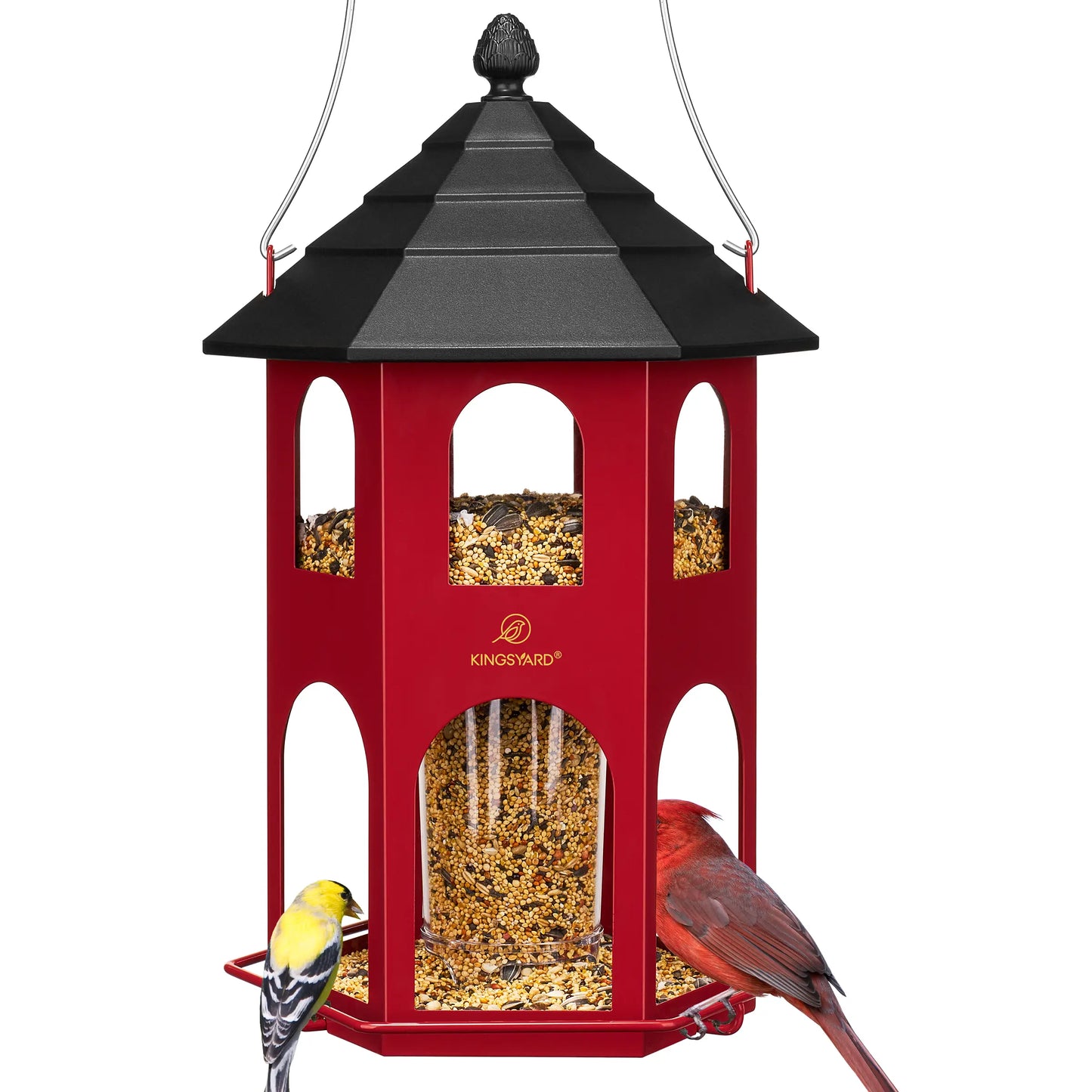 Kingsyard Spring Migration 2026 Metal Bird Feeder for Backyard Nature Watching 4Lb Large Capacity with Circular Perch Durable Weather-Resistant Design