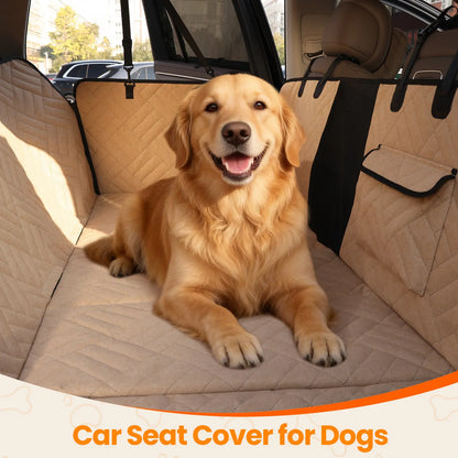 VALUXE Dog Car Seat Cover for Large Dogs, Full-Cover Waterproof Back Seat Protector, Foldable, Beige/Black Summer vibes Pet lovers Outdoor fun