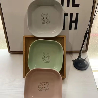 Set of 4 Leak-Proof Cat Bowls, Durable Plastic Pet Food & Water Bowl Set, Anti-Fatigue Design, Easy Clean, Ideal for Indoor Cats