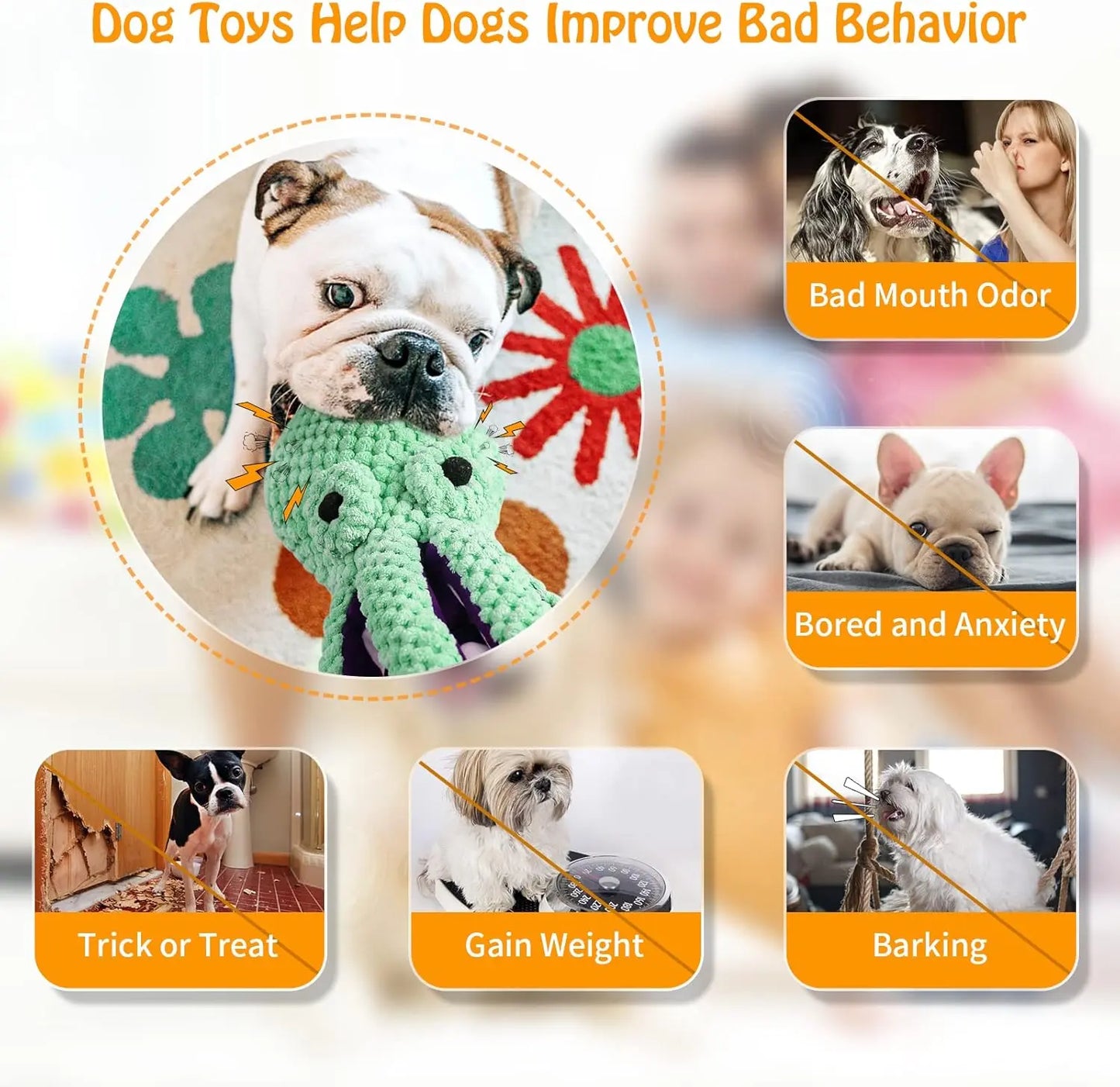 Squeaky Dog Toys for Large Dogs: Plush Dog Toys with Soft Fabric - Pet Toys for Small, Medium, and Large Dogs - Puppy Toys to Keep Them Busy Squeaky Dog Toys Interactive Dog Toys Toys for Dogs-Mrwj