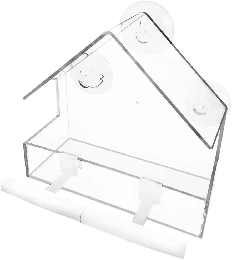 Window Bird Feeder, Bird House for outside with 2 Rod, Small 5.9 * 2.4 * 5.9 Inch
